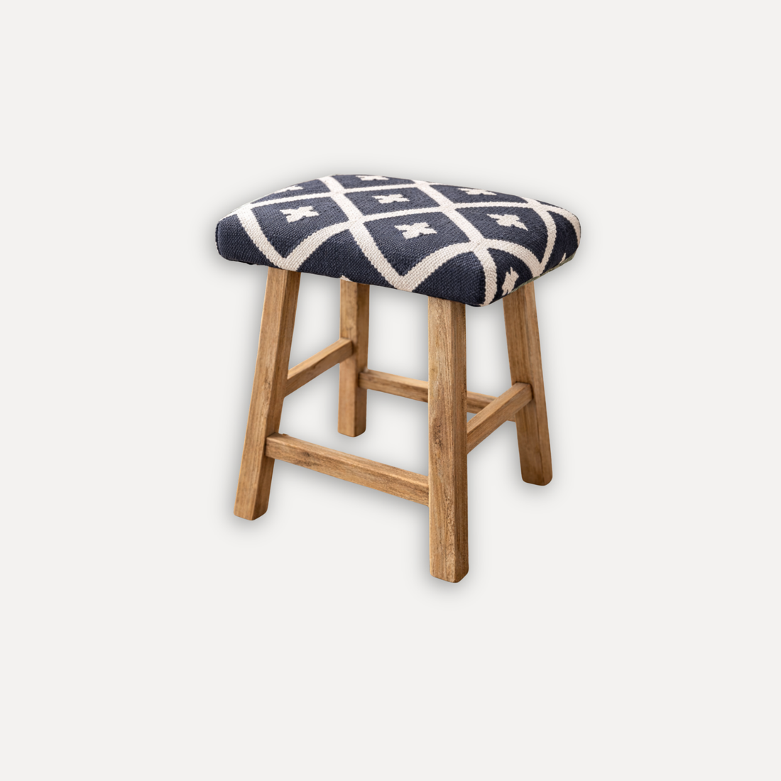 Upholstered Elm Stool - Limited Edition - Navy