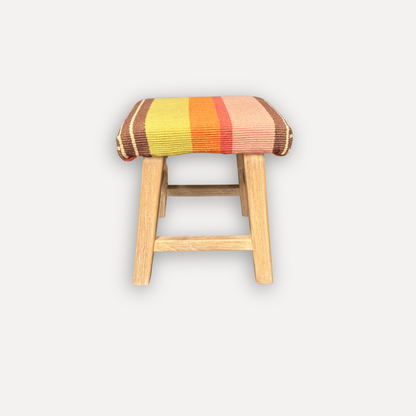 Upholstered Elm Stool - Limited Edition - Warm Stripes