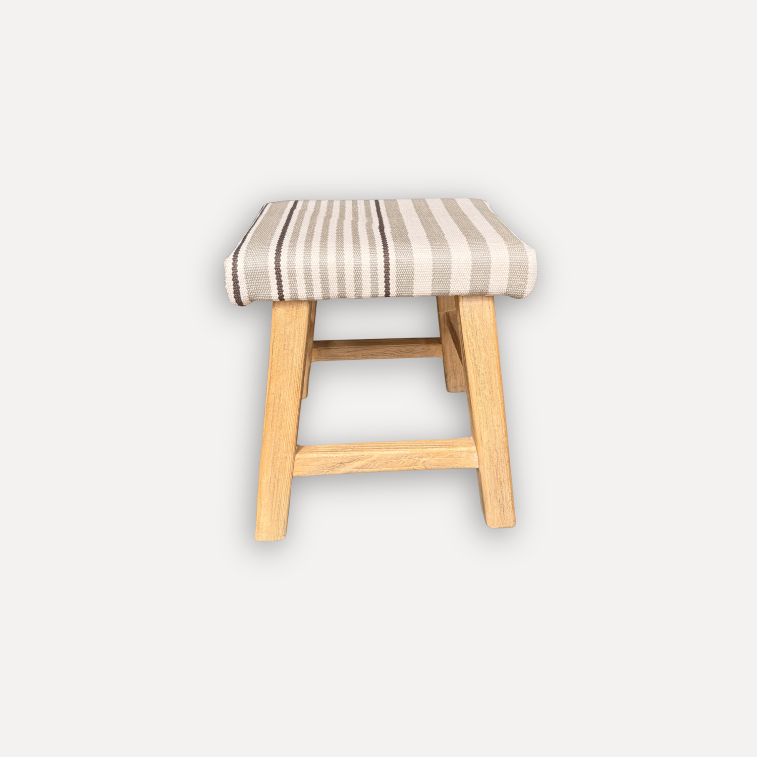 Upholstered Elm Stool - Limited Edition - Cool Stripes