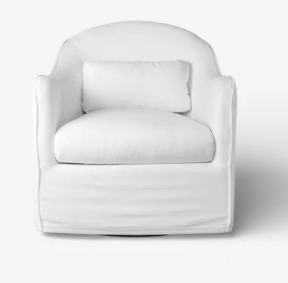 White Linen Swivel Chair