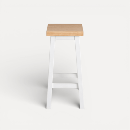Square Bar Stool - White &amp; Limed Ash