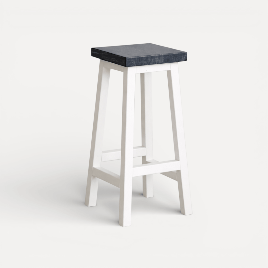 Square Bar Stool - White &amp; Grey Limed