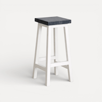 Square Bar Stool - White & Grey Limed