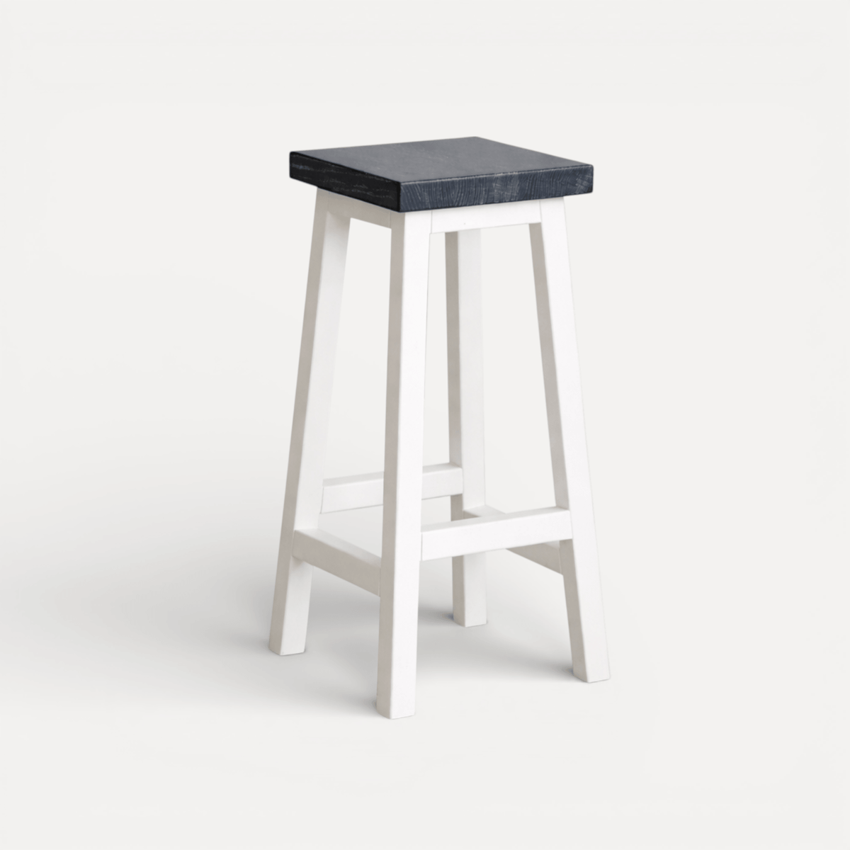 Square Bar Stool - White &amp; Grey Limed