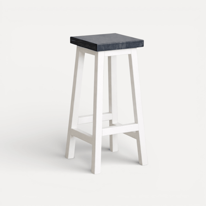 Square Bar Stool - White &amp; Grey Limed