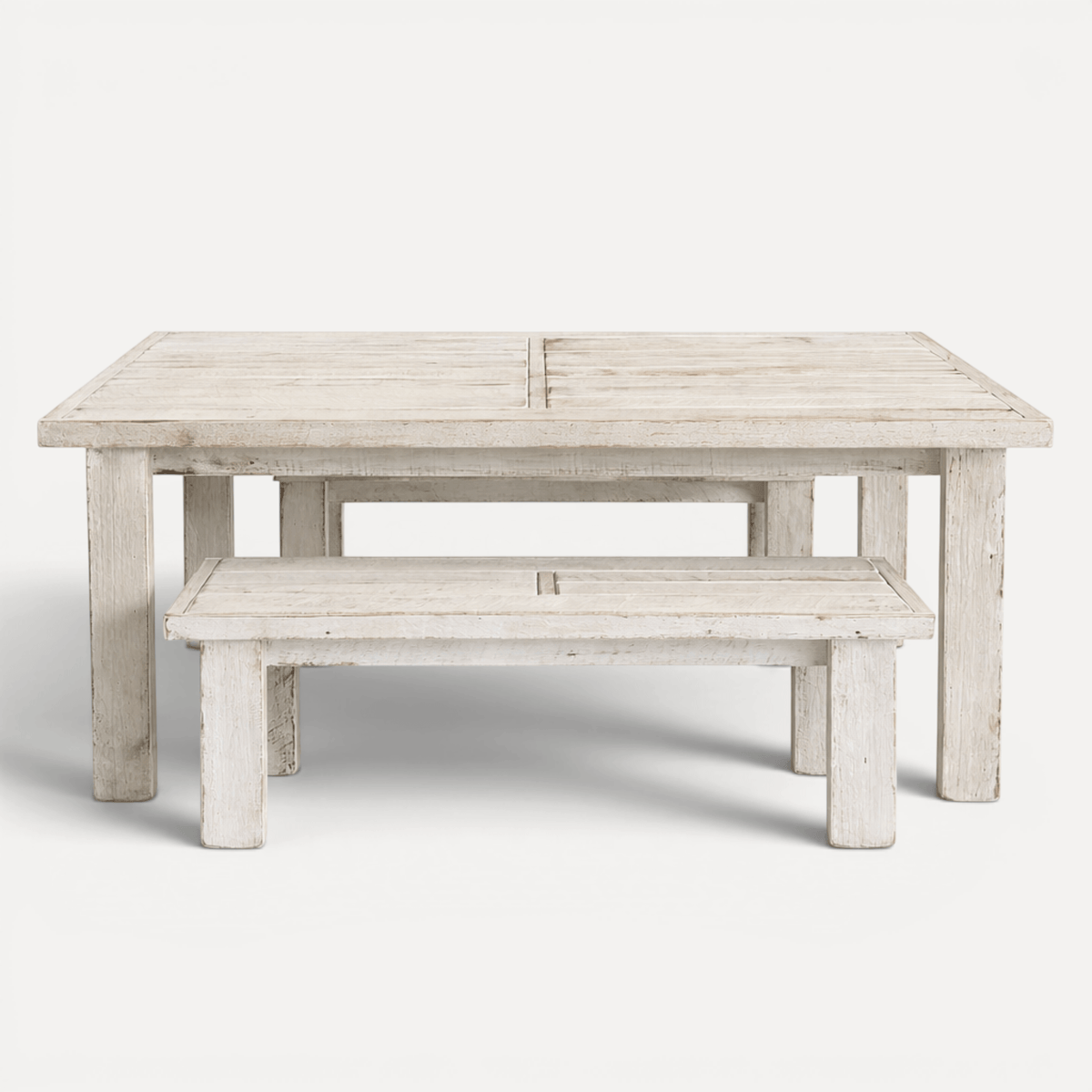 Rustic Outdoor Timber Setting L2100mm - Whitewash