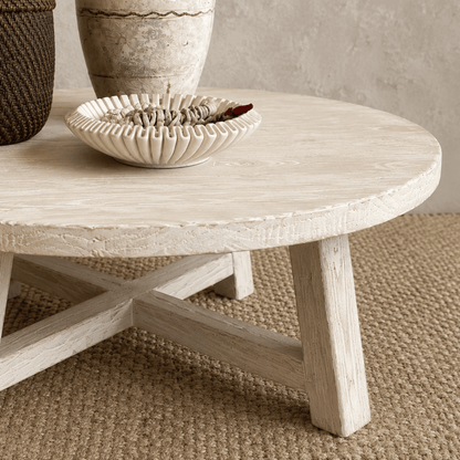 Elm Round Coffee Table - D1050mm - White