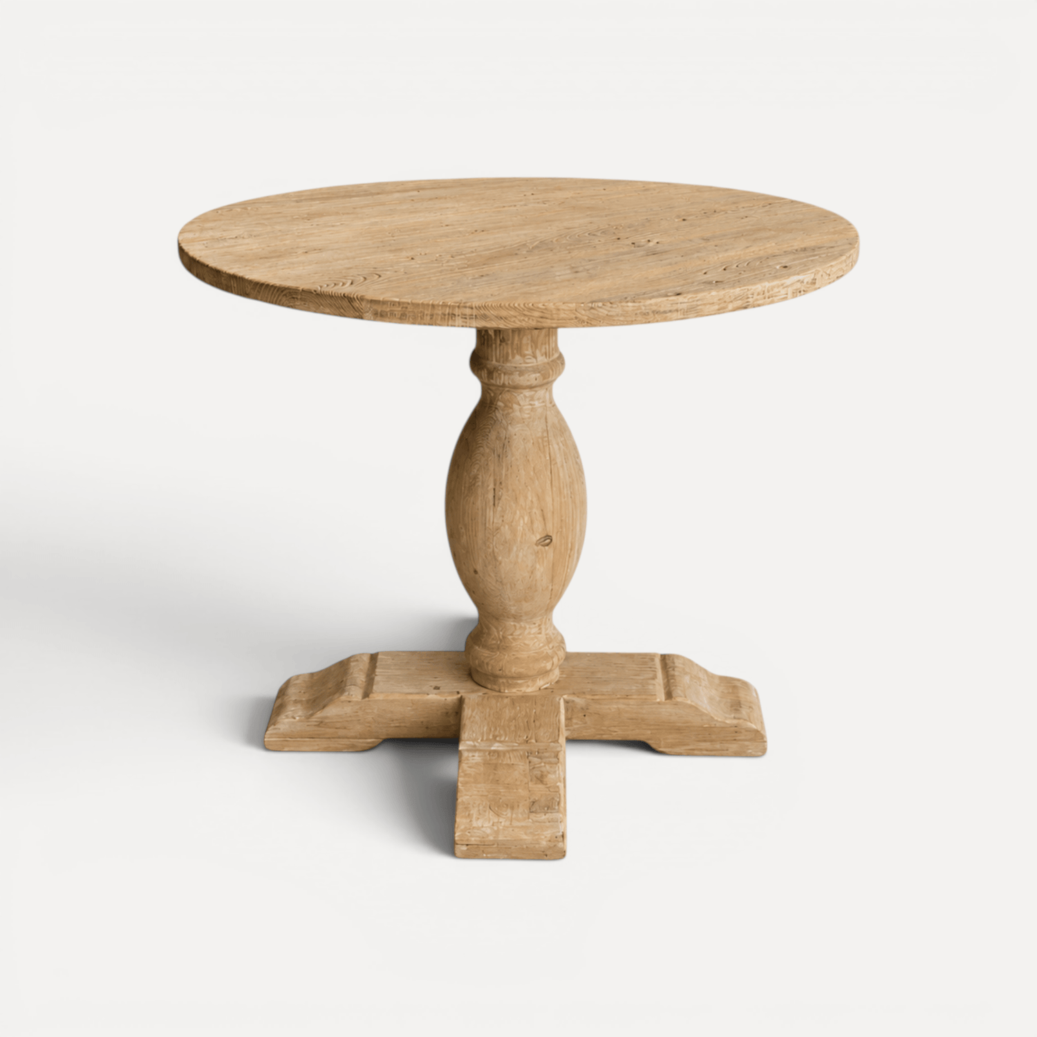 Round Elm Pedestal Dining Table D900mm - Natural