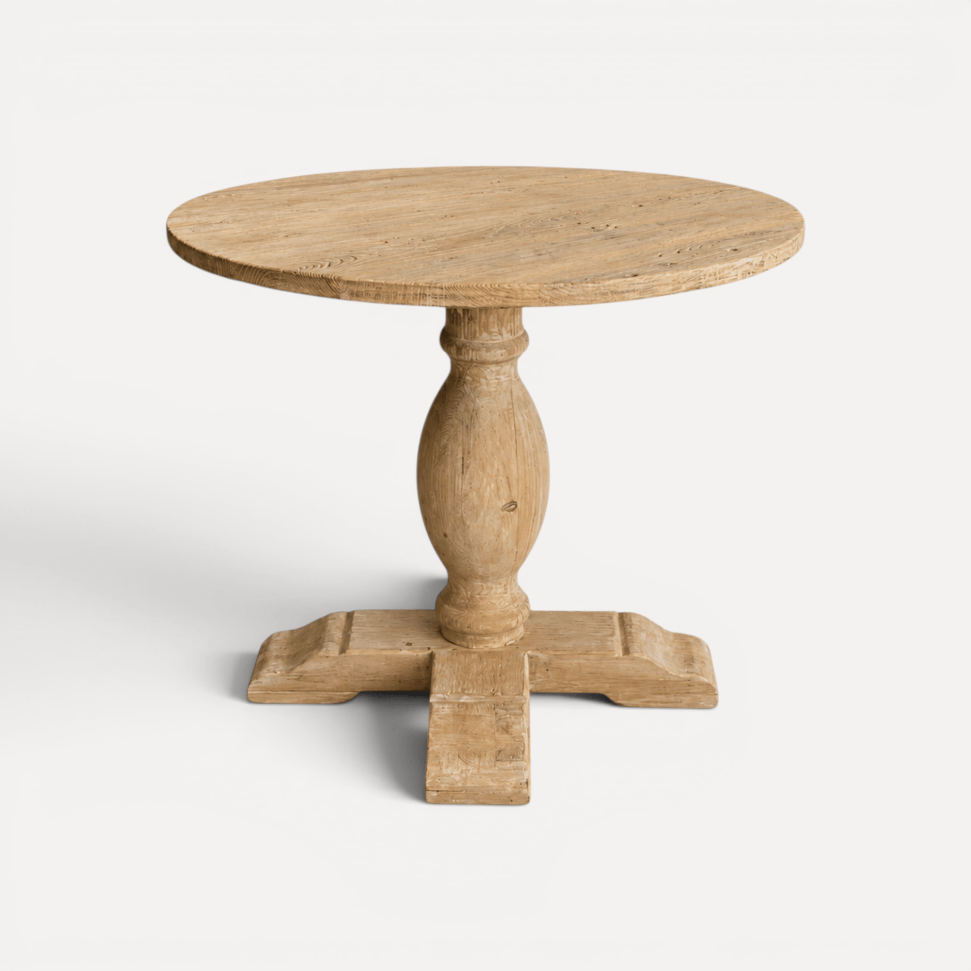 Round Elm Pedestal Dining Table D900mm - Natural
