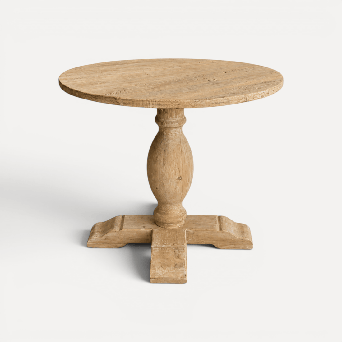 Round Elm Pedestal Dining Table D900mm - Natural