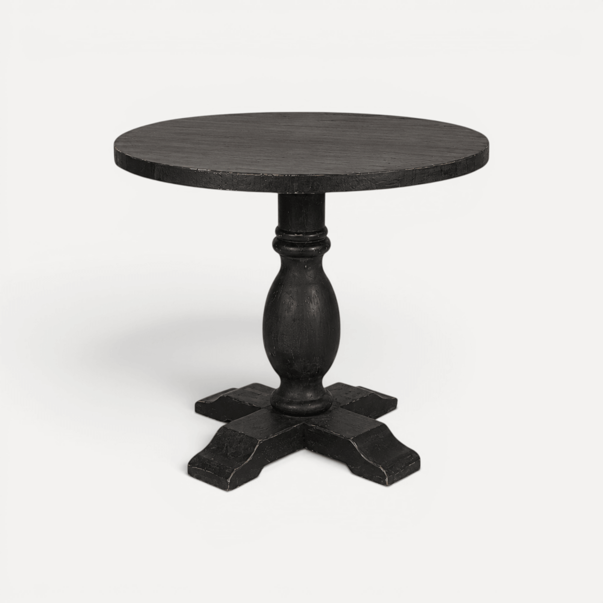 Round Elm Pedestal Dining Table D900mm - Black