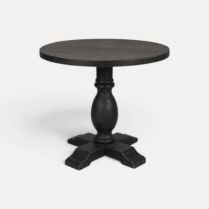 Round Elm Pedestal Dining Table D900mm - Black