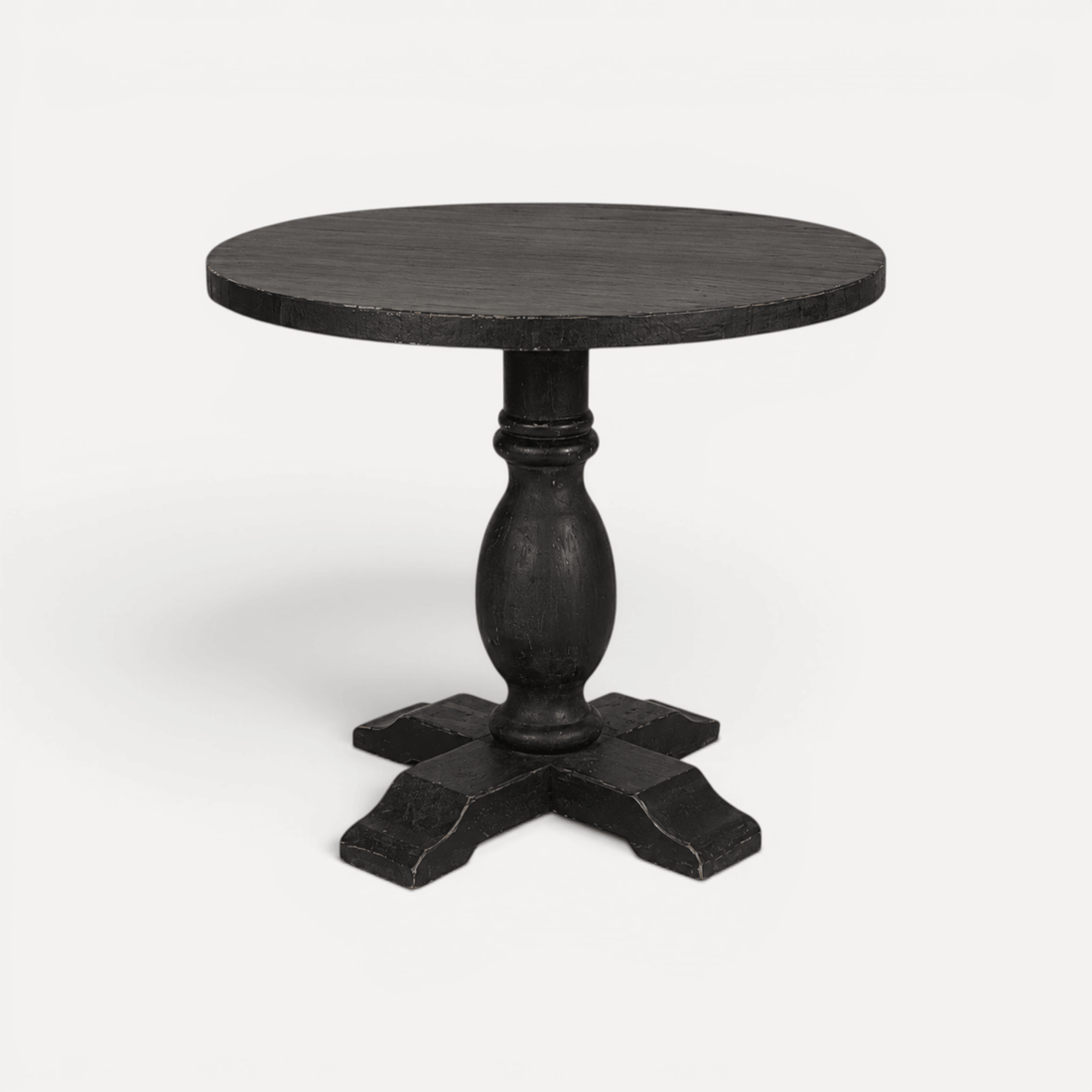 Round Elm Pedestal Dining Table D900mm - Black