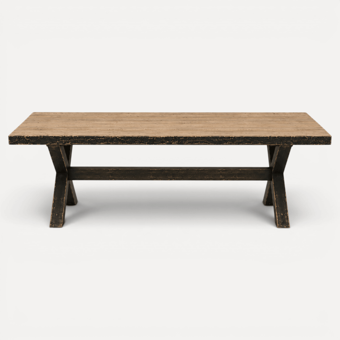 Cross Base Reclaimed Pine Dining Table L2400mm
