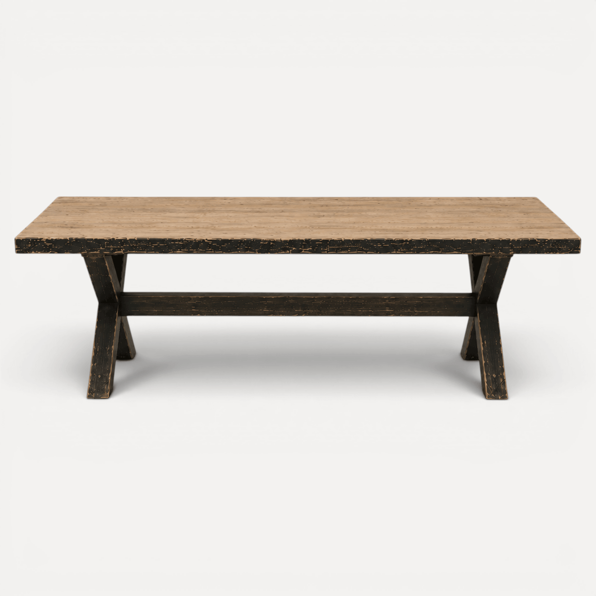 Cross Base Reclaimed Pine Dining Table L2400mm