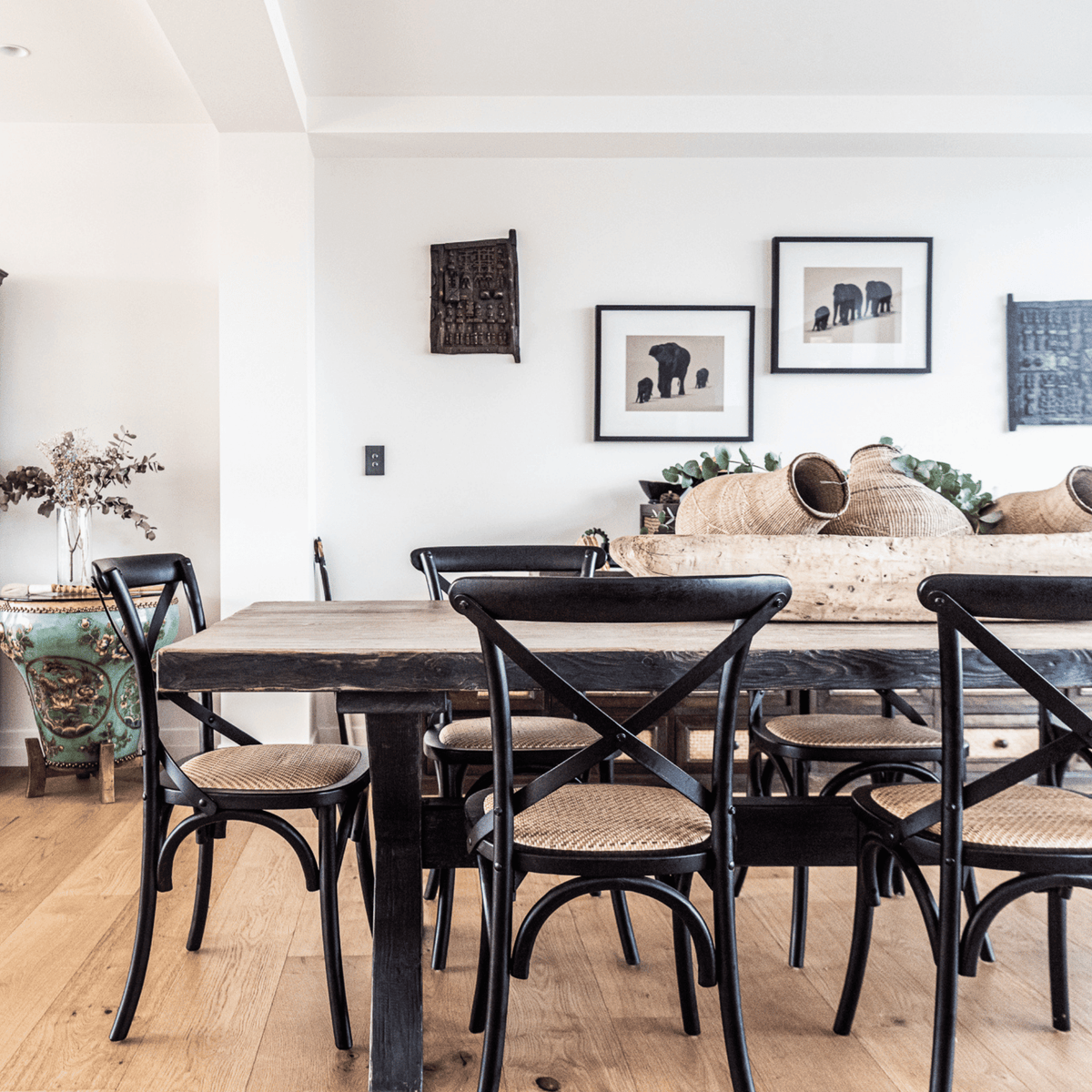 Cross Base Reclaimed Pine Dining Table L2400mm