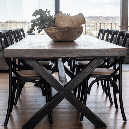 Cross Base Reclaimed Pine Dining Table L2400mm
