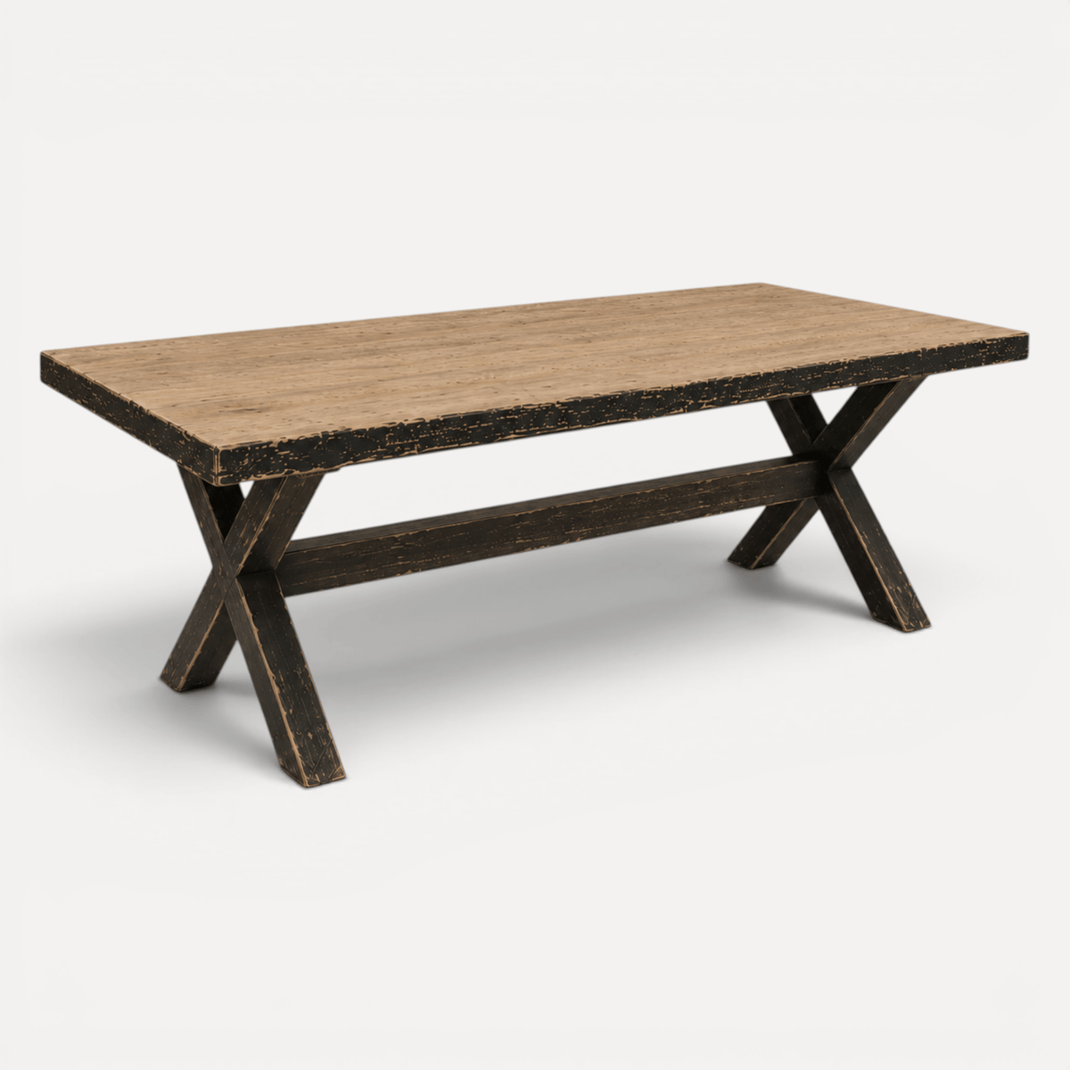Cross Base Reclaimed Pine Dining Table L2400mm