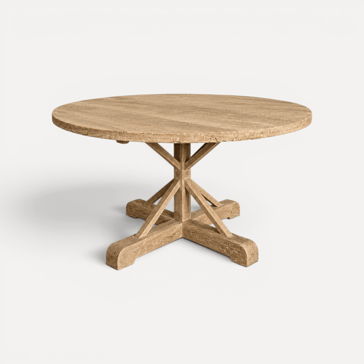 Round Elm X-Base Dining Table D1200mm - Natural