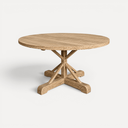Round Elm X-Base Dining Table D1200mm - Natural