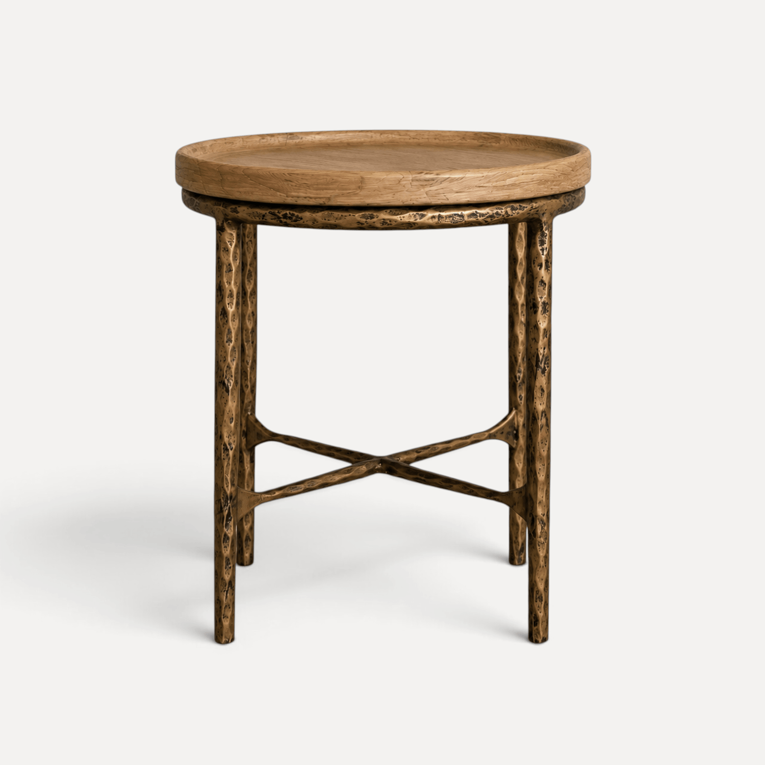 Elm &amp; Brass Side Table