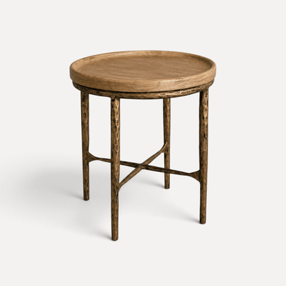 Elm &amp; Brass Side Table