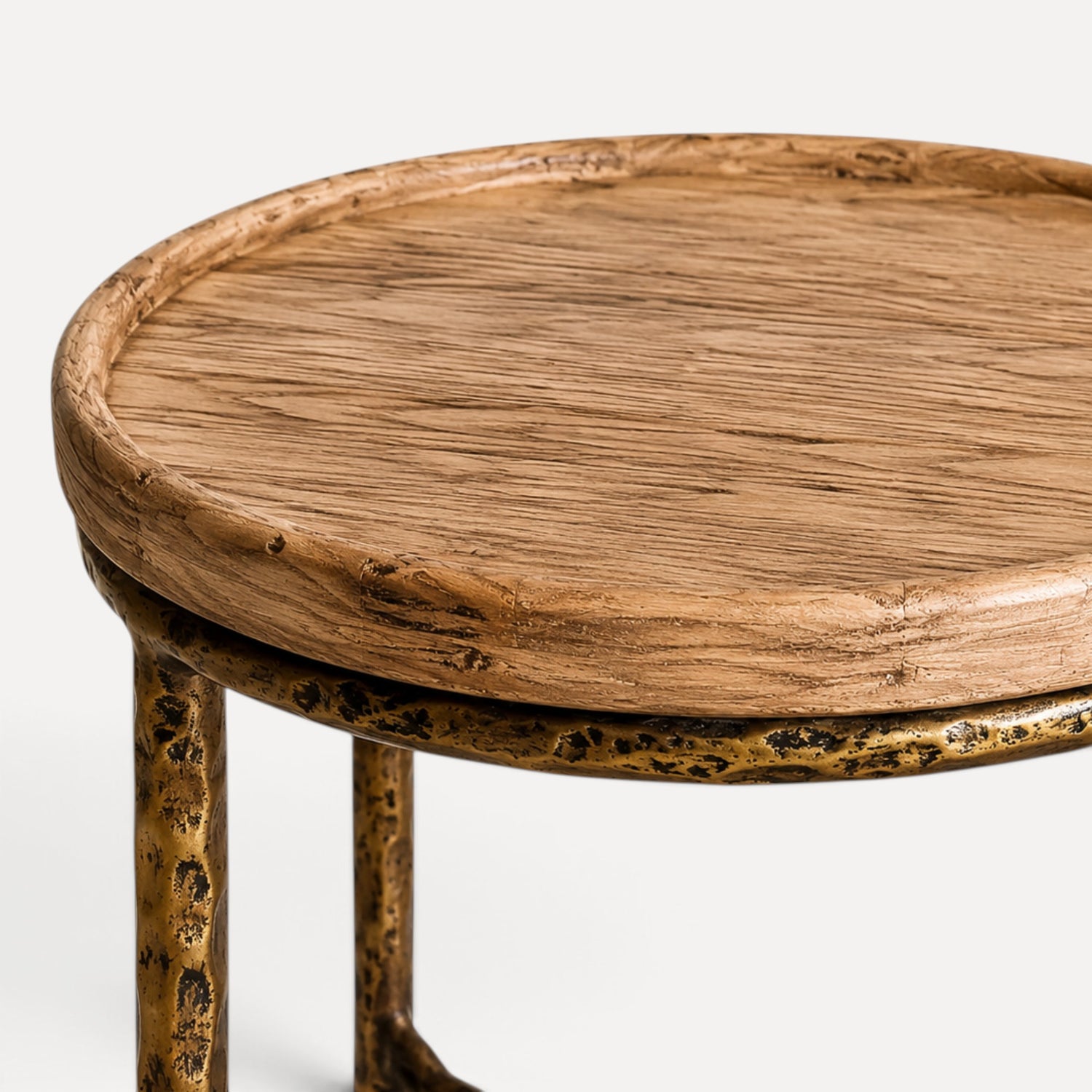 Elm &amp; Brass Side Table