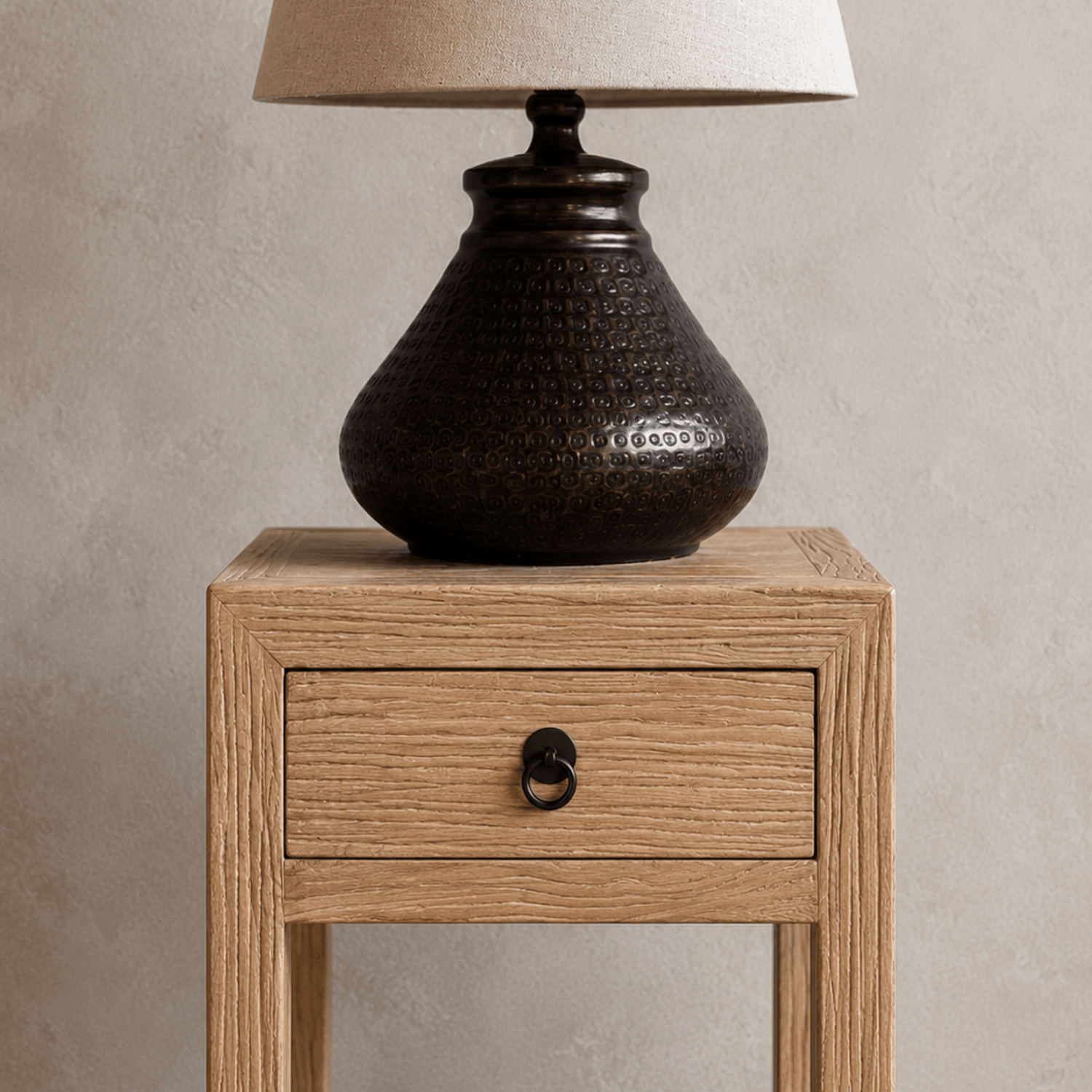 Narrow Elm Bedside Table L400mm