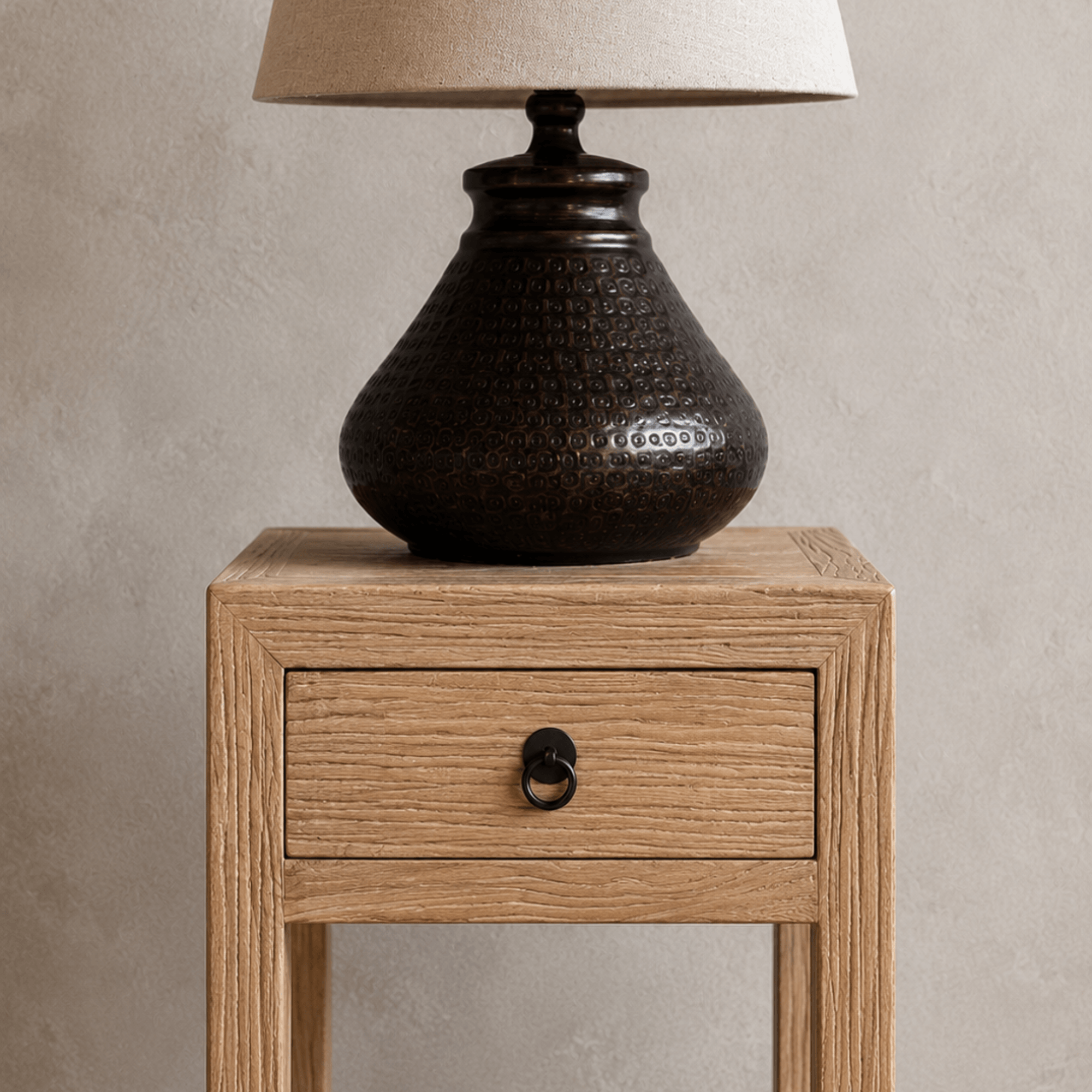 Narrow Elm Bedside Table L400mm