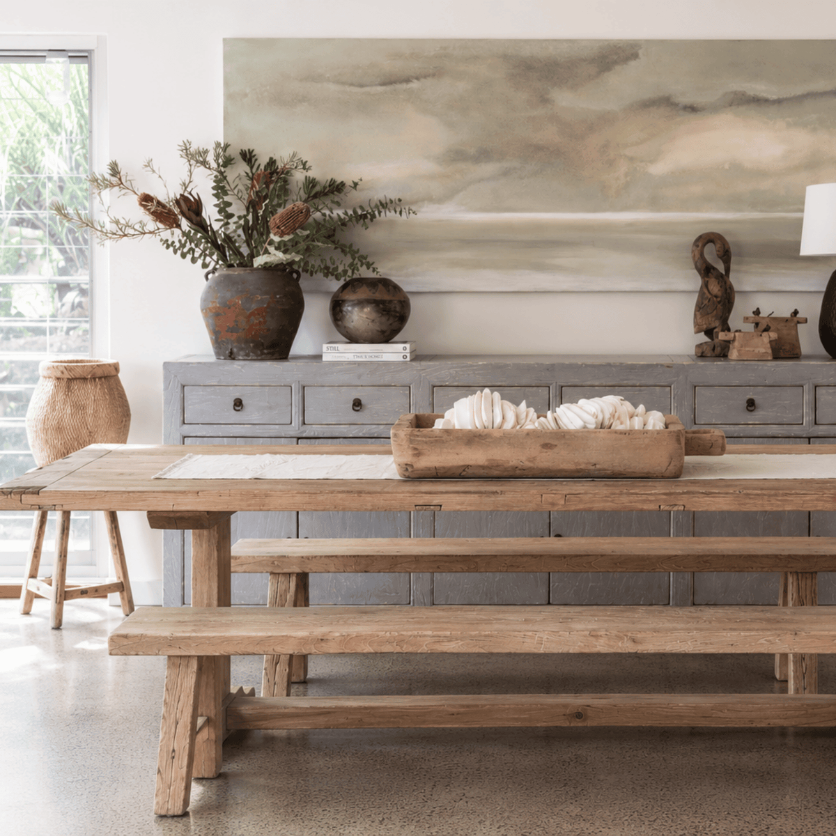 Elm Pedestal Dining Table L1800mm - Natural