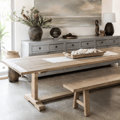 Elm Pedestal Dining Table L1800mm - Natural