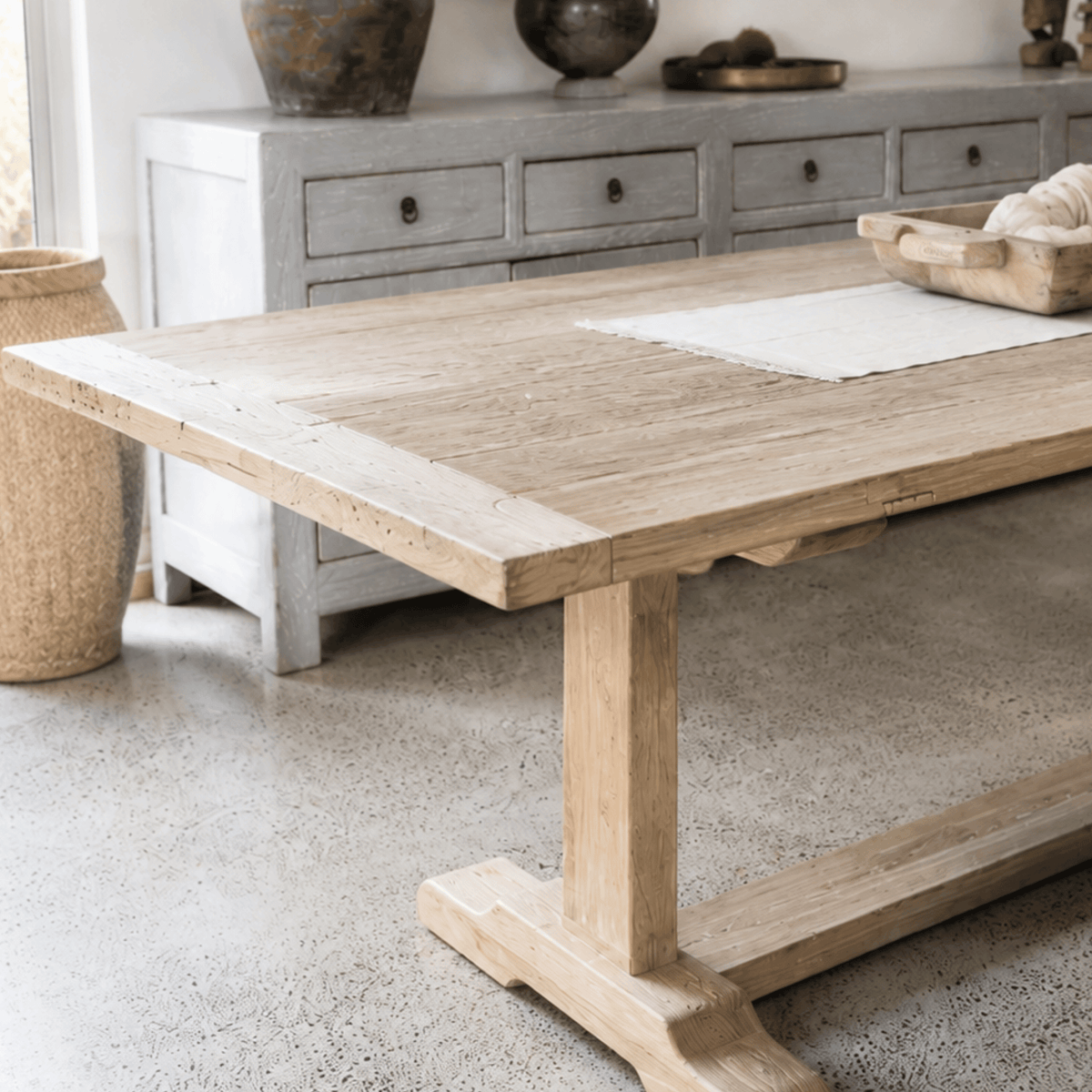 Elm Pedestal Dining Table L1800mm - Natural
