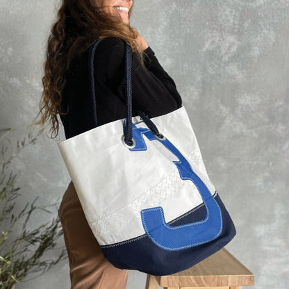 727 Recycled Sail Bag - Blue &quot;3&quot; Homewares Beachwood Designs 