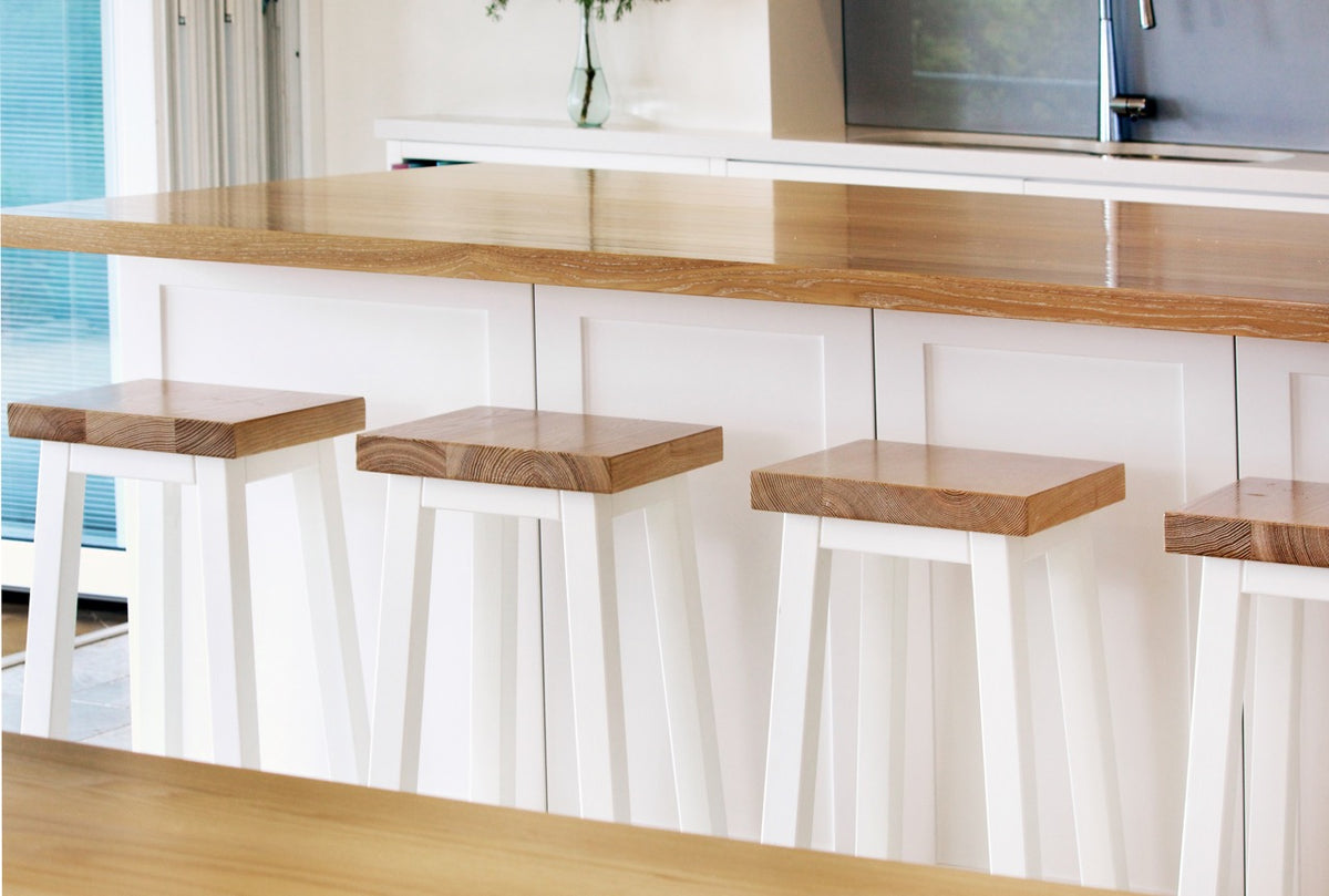 Square Bar Stool - White &amp; Limed Ash