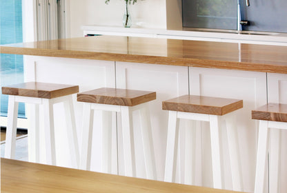 Square Bar Stool - White &amp; Limed Ash