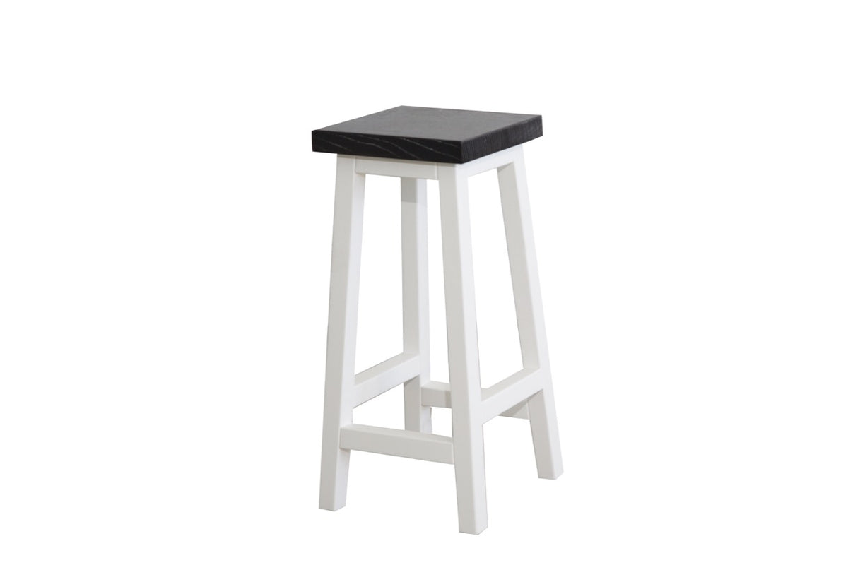 Square Bar Stool - White &amp; Grey Limed