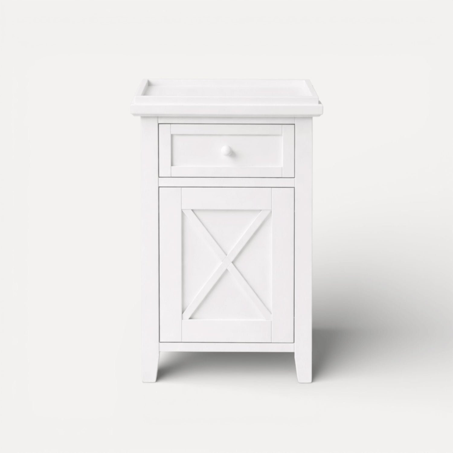Bahamas Bedside L500mm - 1 Drawer &amp; Door Bedroom Furniture Beachwood Designs White 