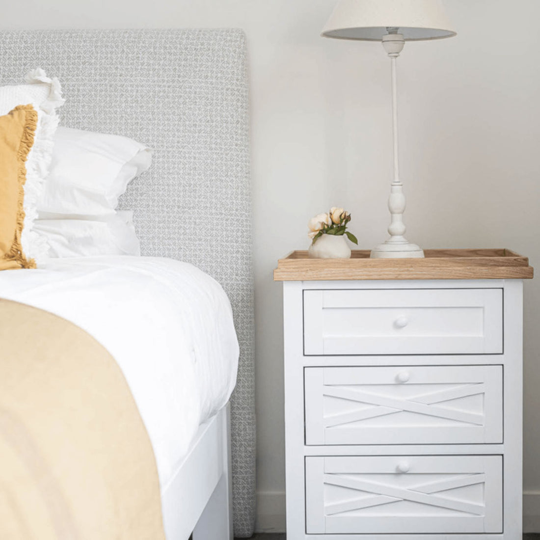 Bahamas Bedside L550mm - 3 Drawer Bedroom Furniture Beachwood Designs 