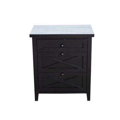 Bahamas Bedside L550mm - 3 Drawer Bedroom Furniture Beachwood Designs Black 