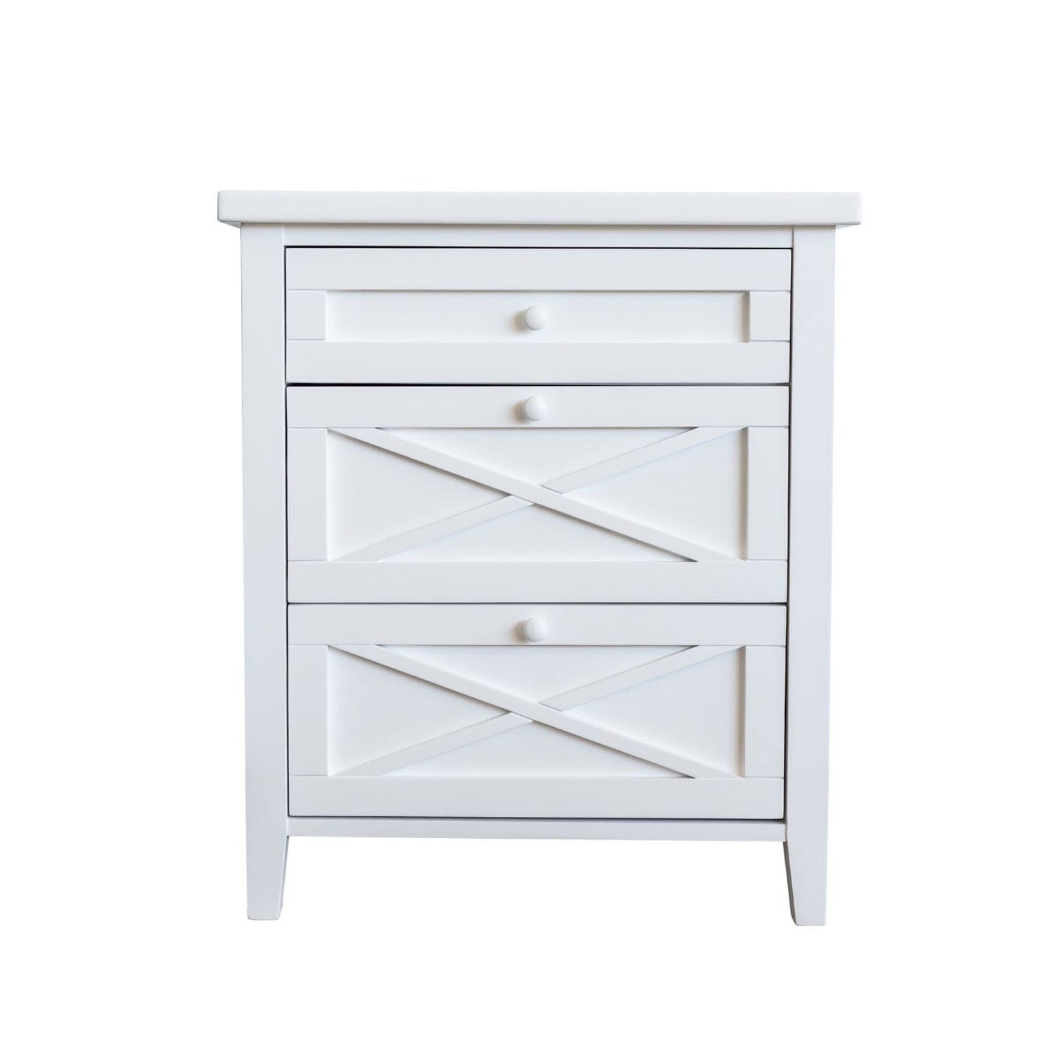 Bahamas Bedside L550mm - 3 Drawer Bedroom Furniture Beachwood Designs White 