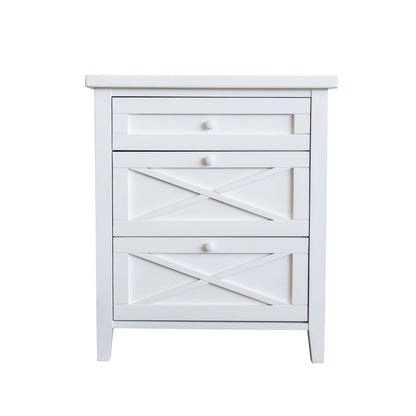Bahamas Bedside L550mm - 3 Drawer Bedroom Furniture Beachwood Designs White 
