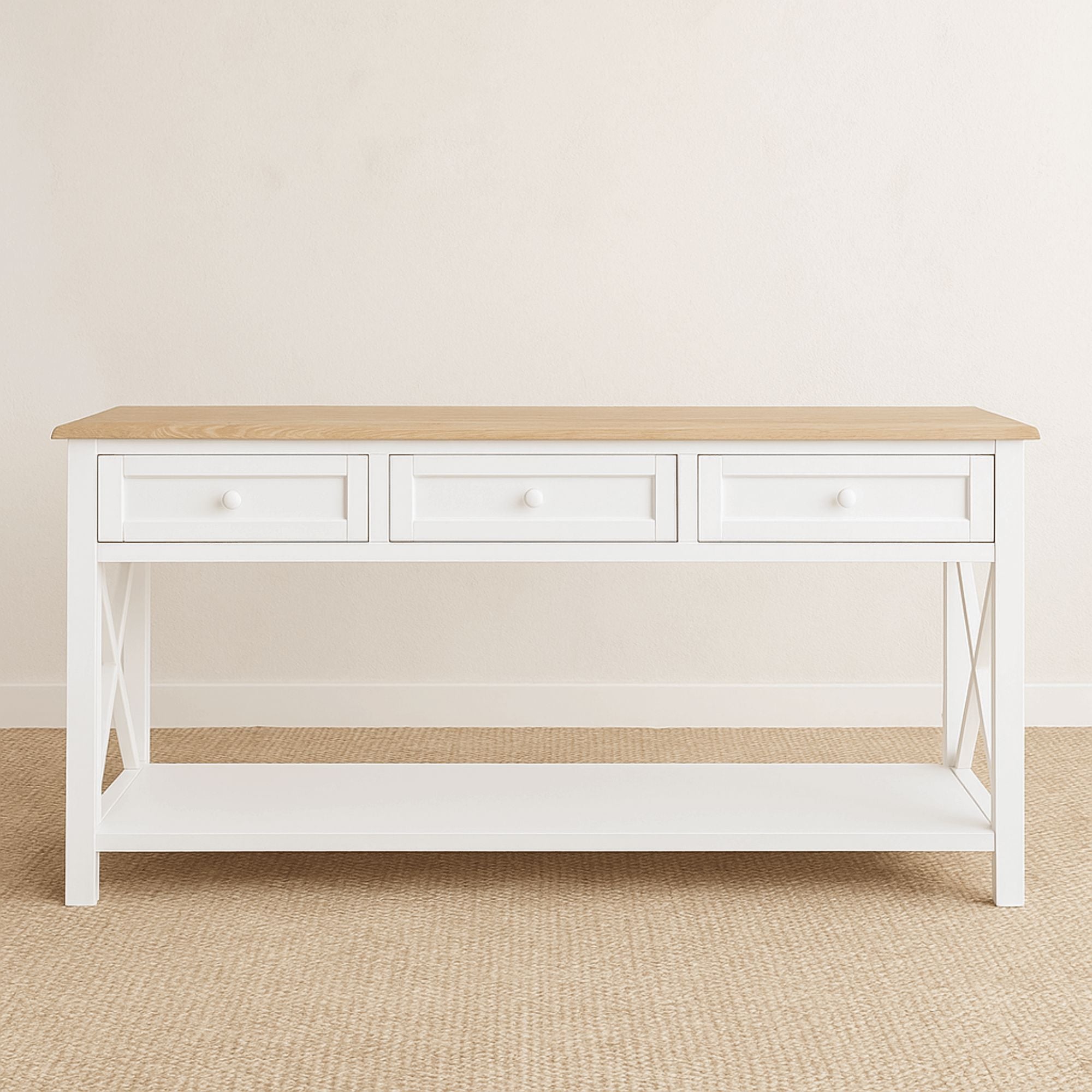Bahamas Console L1600mm Living Furniture Beachwood Designs White &amp; Limed Ash