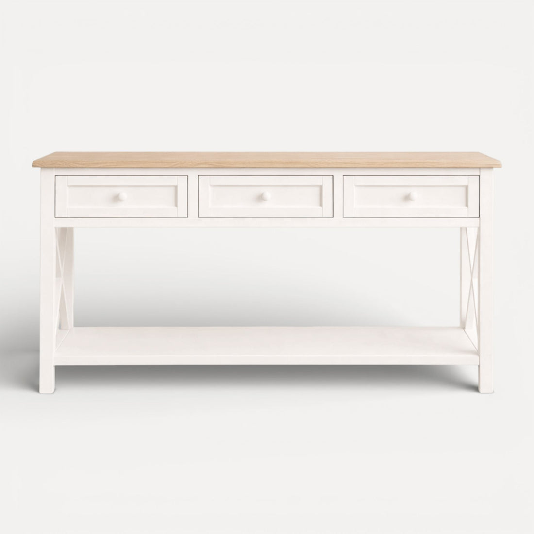 Bahamas Console L1600mm Living Furniture Beachwood Designs White & Limed Ash