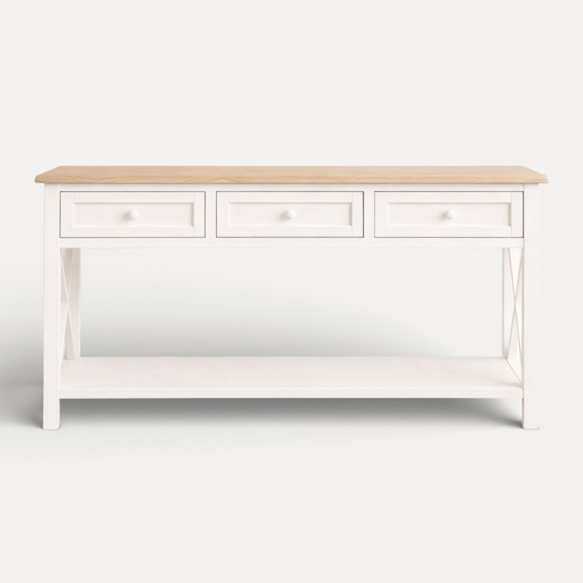 Bahamas Console L1600mm Living Furniture Beachwood Designs White &amp; Limed Ash 