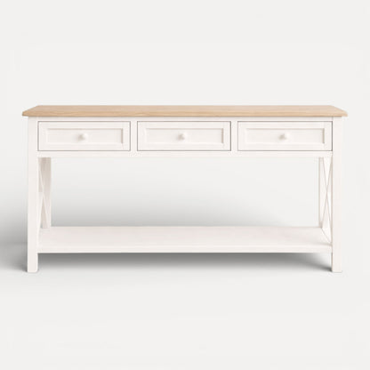 Bahamas Console L1600mm Living Furniture Beachwood Designs White &amp; Limed Ash 