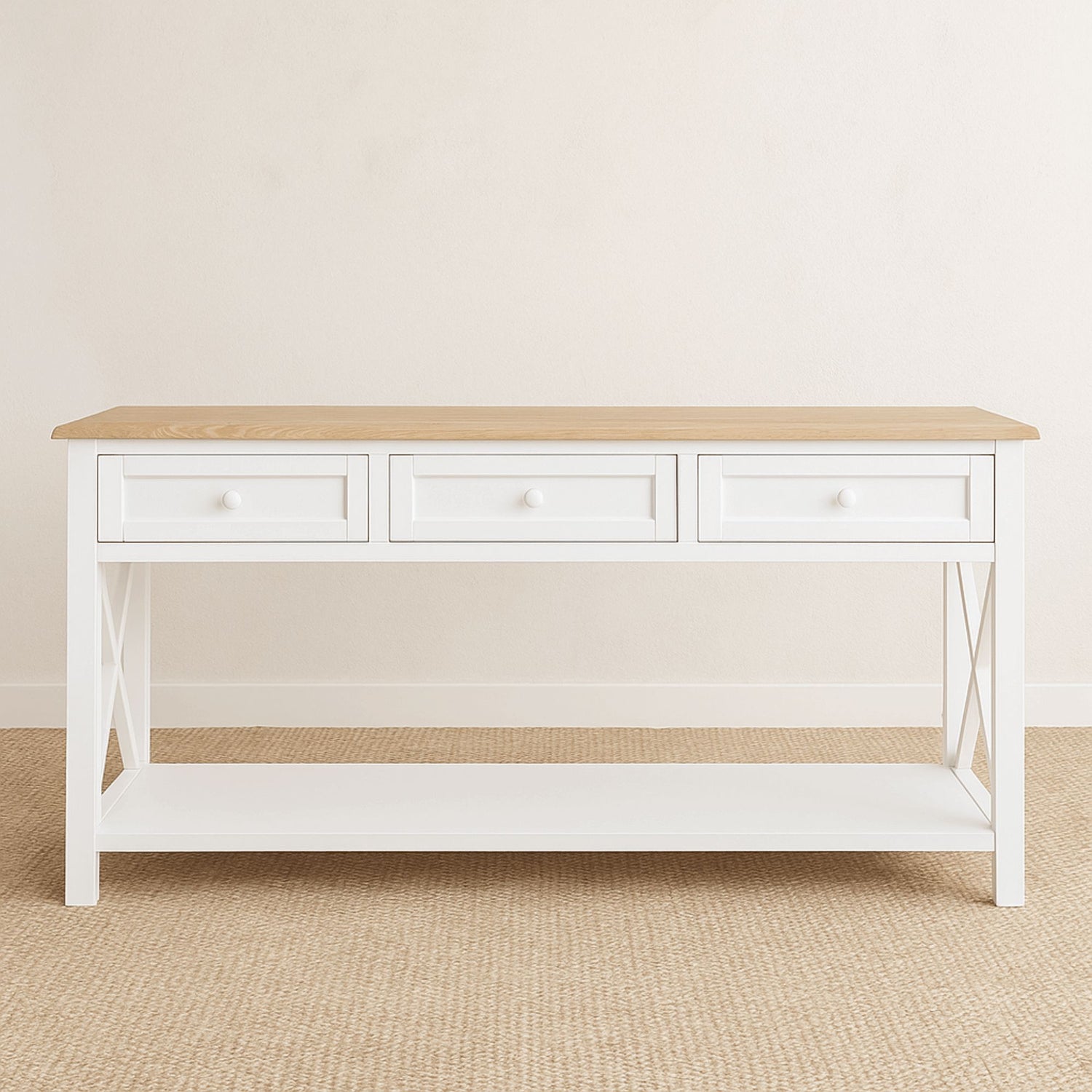 Bahamas Console L1600mm Living Furniture Beachwood Designs White &amp; Limed Ash 