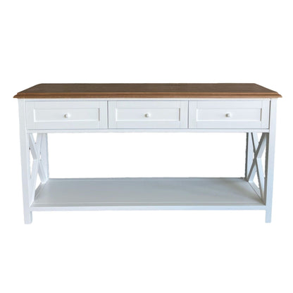 Bahamas Console L1600mm Living Furniture Beachwood Designs White &amp; Weathered Oak 