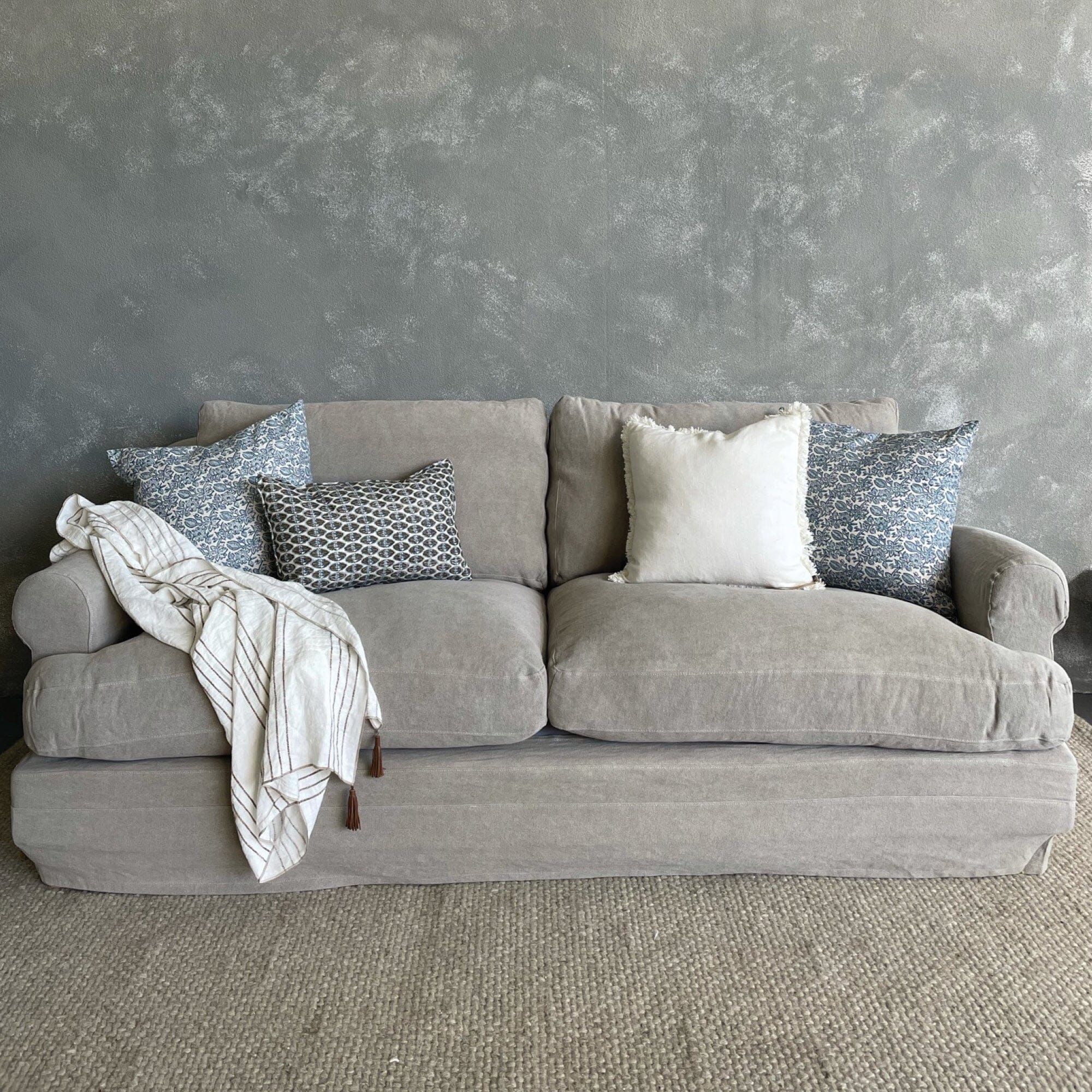 Balmoral Sofa - 3 Seater Living Furniture Beachwood Designs Shale Linen 