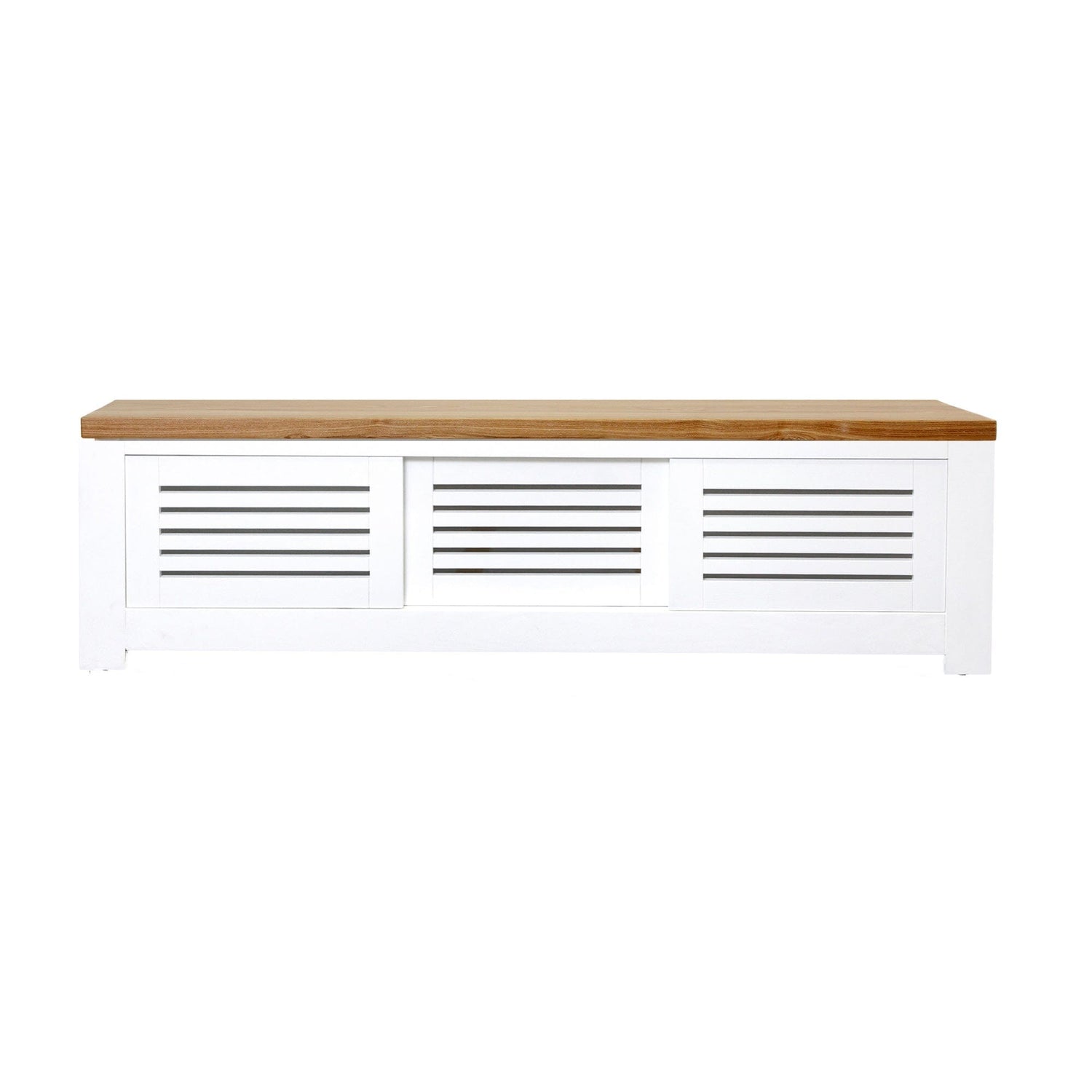 Bilgola Media Unit L1600mm Living Furniture Beachwood Designs White &amp; Weathered Oak 