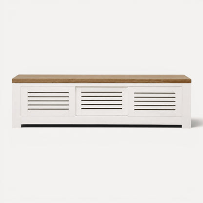 Bilgola Media Unit L1600mm Living Furniture Beachwood Designs White &amp; Weathered Oak 